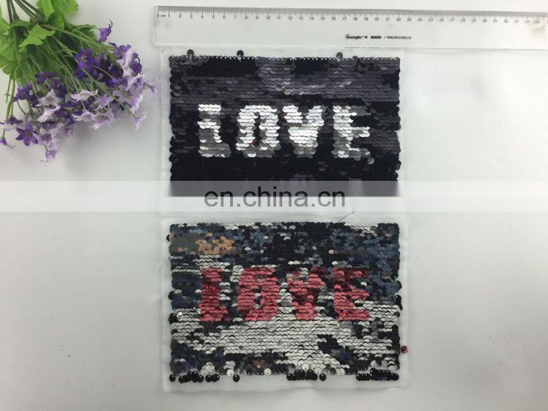 2017 custom double face sequin applique double side Patch