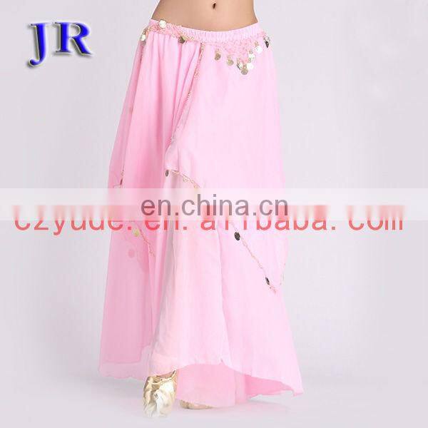 Arabic chiffon gold coins belly dance dancing skirt for women Q-6006#
