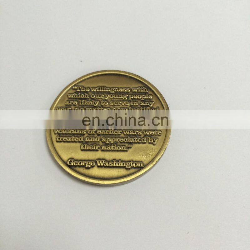 custom challenge coin and gold coin embossed with figures and animal or letter as souvenir coin
