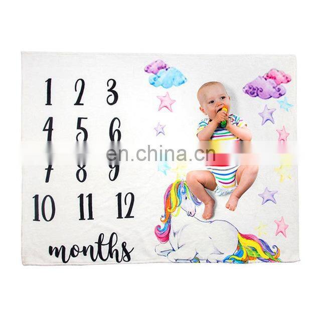 Premium Extra Soft Fleece Custom Digital Printing Soft Baby Monthly Milestone Blanket
