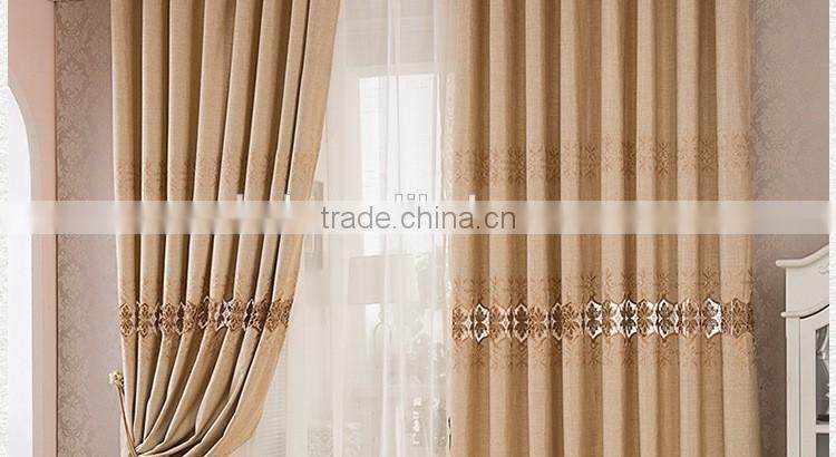 polyester jacquard finished cheap window curtains with iron rings and curtain rod