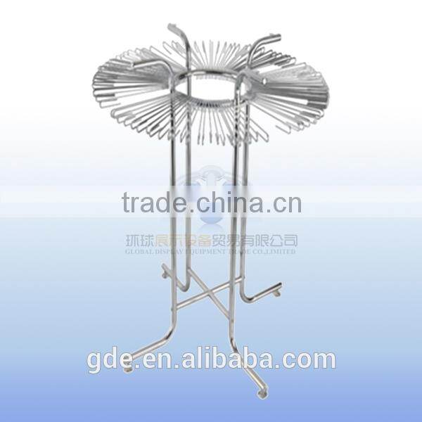 Metal 4-leg belts display rack with many hooks