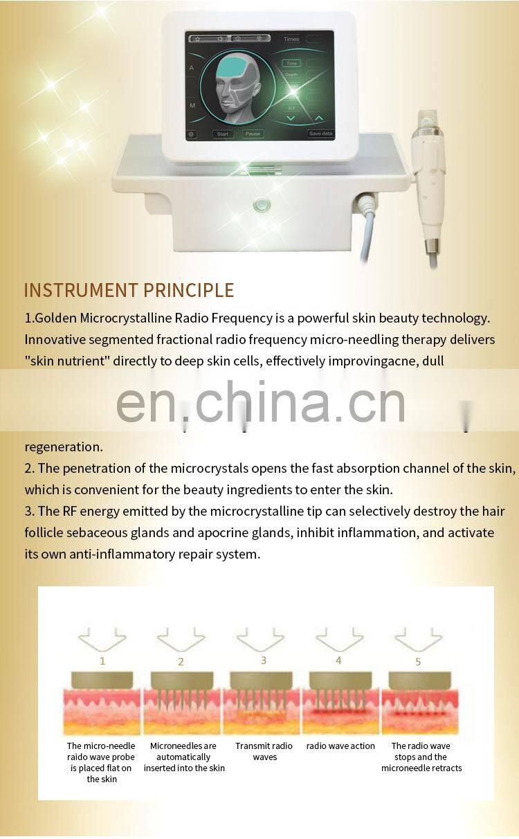 Gold RF Fractional Microneedle Machine Wrinkle Stretch Mark Removal Instrument Skin Tightening Whitening Beauty Device
