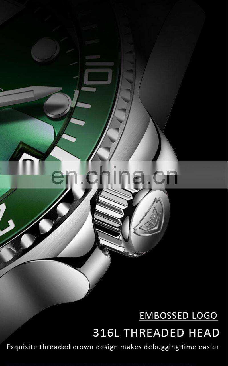 LIGE 6801 Luxury Automatic Watches Men Stainless Steel Waterproof Dive Watches Business Mechanical Watch