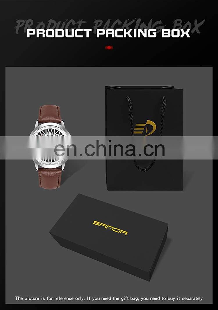 SANDA P1060 Fancy cool watch for men quartz unique dial style leather mens modern watch