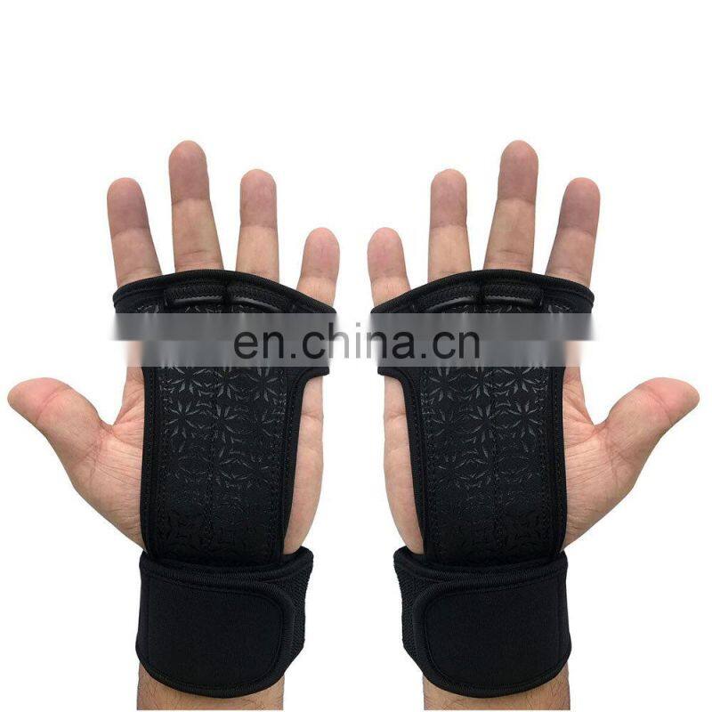 Leather WeightLifting workout Gloves Gym Grip Palm Protector Strap Weight lifting Pad Wrist Wraps Dumbbell