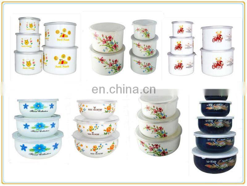 China enamel coated white 5pcs iron enamel cookware