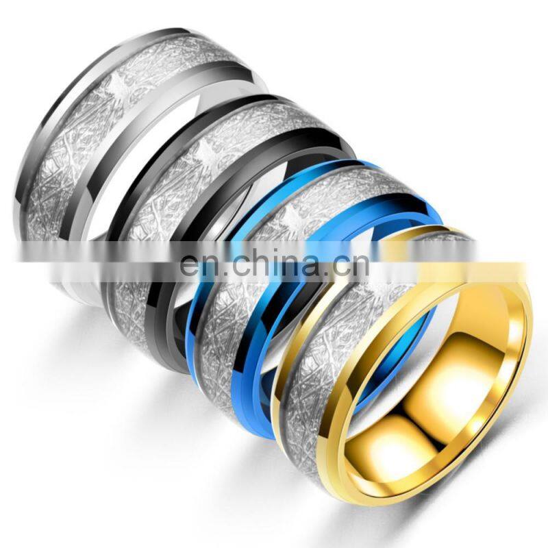8mm Silk Grain Stainless Steel Ring For Men Women Jewelry