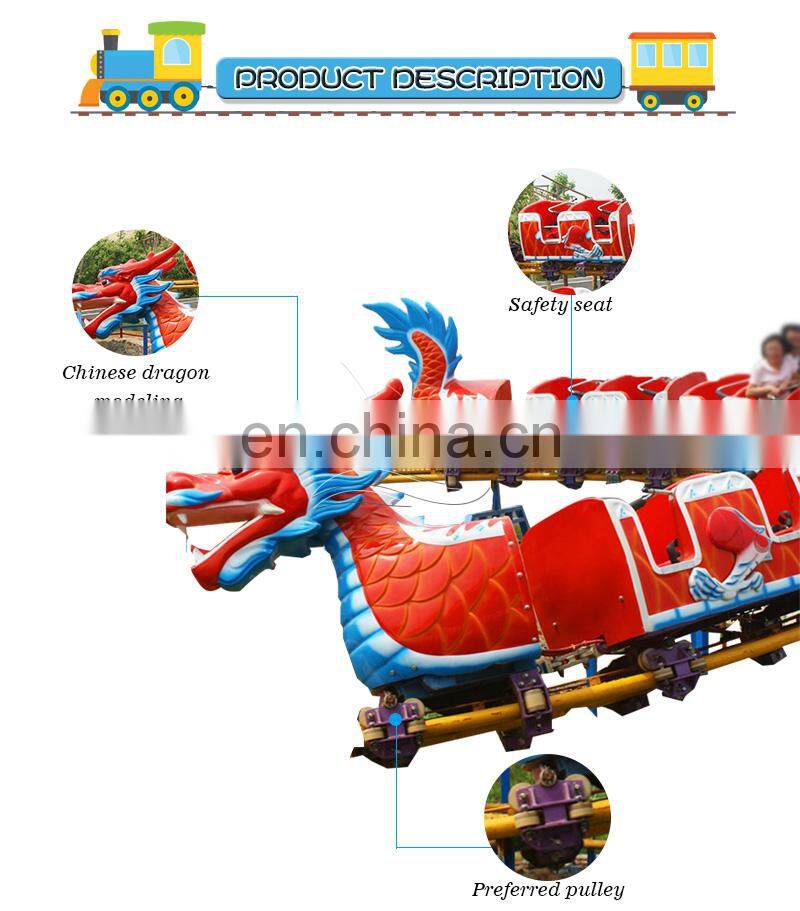 Fairground amusement roller coaster equipment sliding dragon train for sale