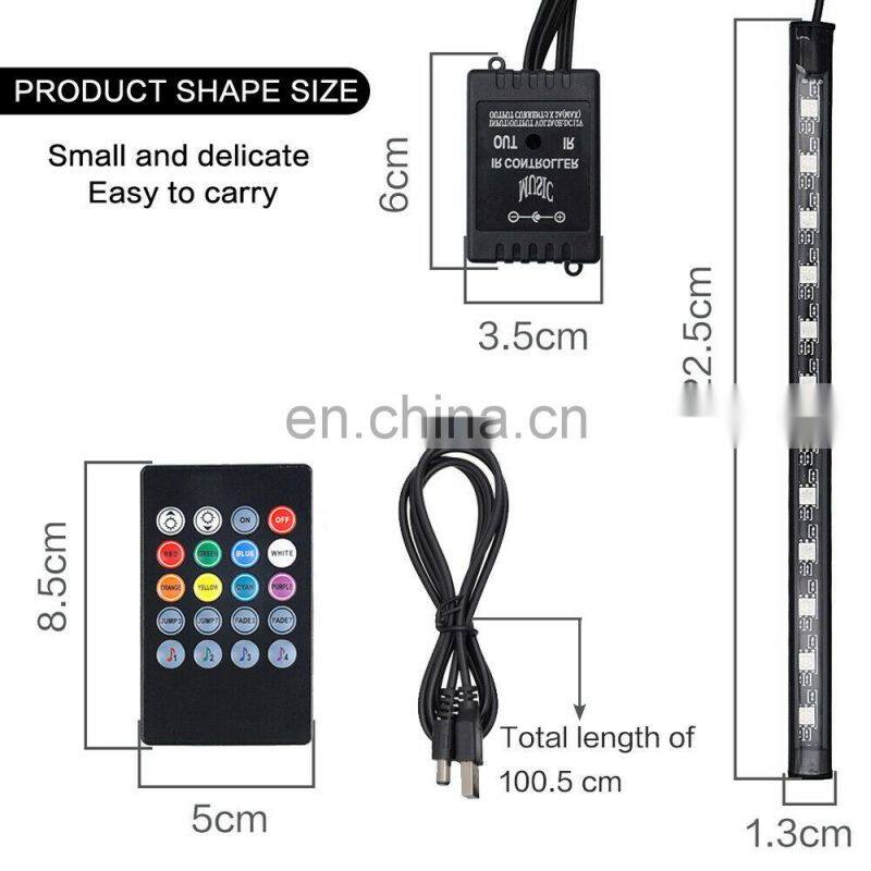RGB LED car light strip, LED atmosphere lamps, 12V remote control car interior light