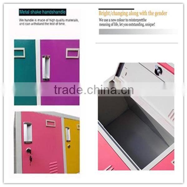 Colorful clothes locker with hanging rods