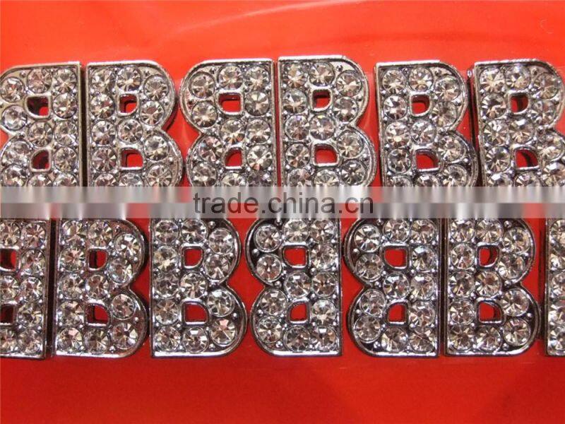 Beautiful 10mm Letters Slide Rhinestone Zinc Alloy Alphabets