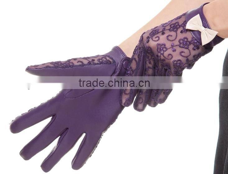 New style lace leather gloves prevent bask in summer sheepskin gloves with bowknot and uv protection