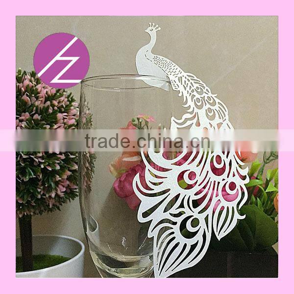 wedding party event table decoration peacock name place card JK66