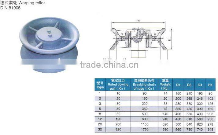 Fairlead roller for ship,German type DIN81906 warping roller