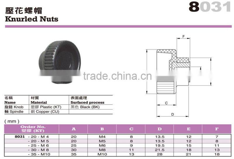 For Medical and Automatic Machines Use Black PLastic Knurled Nuts