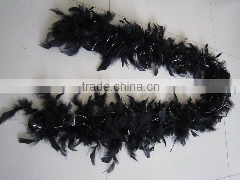 Cheap Black Feather Boa With Silver Lurex For Catwalk Clothing Decorations