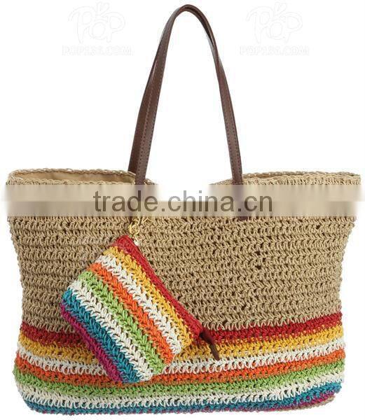 Paper Straw Beach Bags Striped Bags