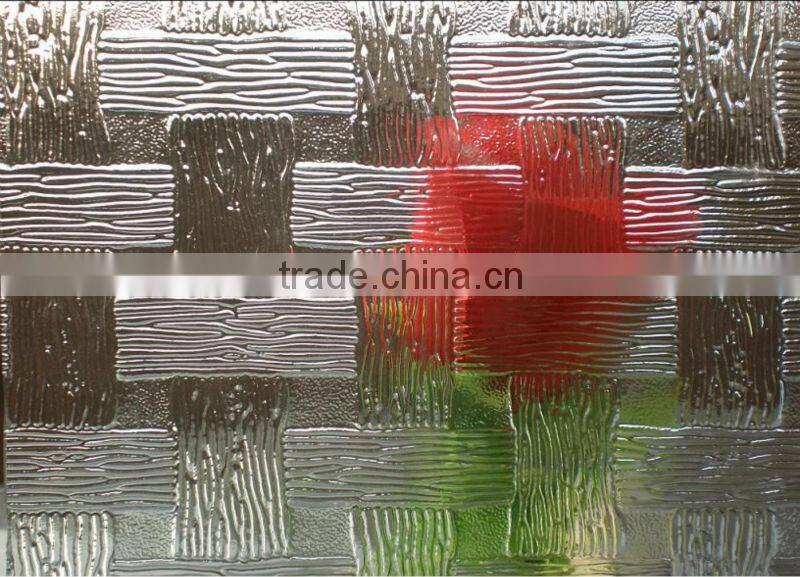 5mm 1830x2440mm clear bamboo weaving patterned glass