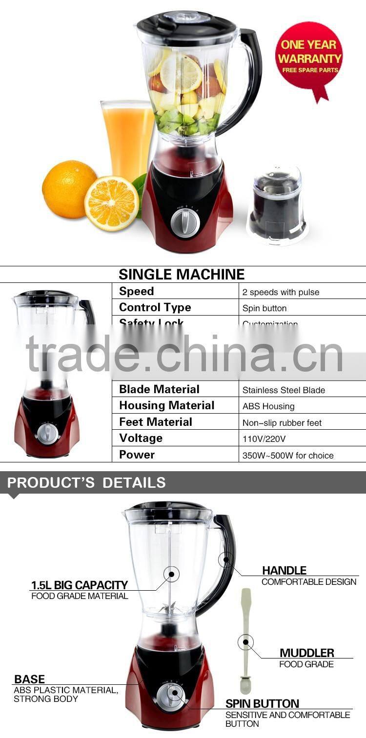 Jianlian Cheap Price Unique Design JL-B311 2 in 1 PC Jar 2 Speeds Electric Plastic Blender Mixer