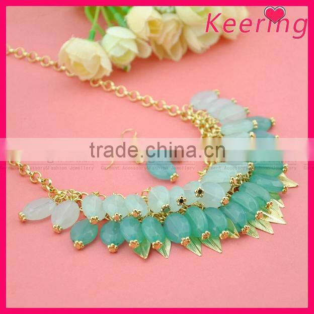 Hot sale elegant latest model fashion blue beaded necklace WNK-272