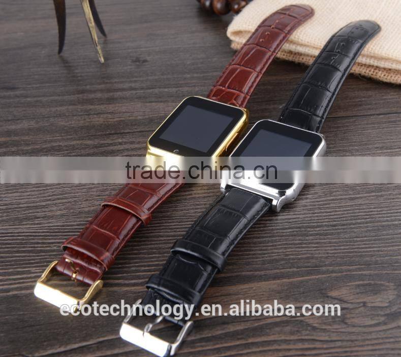 15$ W90 Bluetooth Smart Watch 6260A Men Luxury Leather Business Wristwatch Knight Full View HD