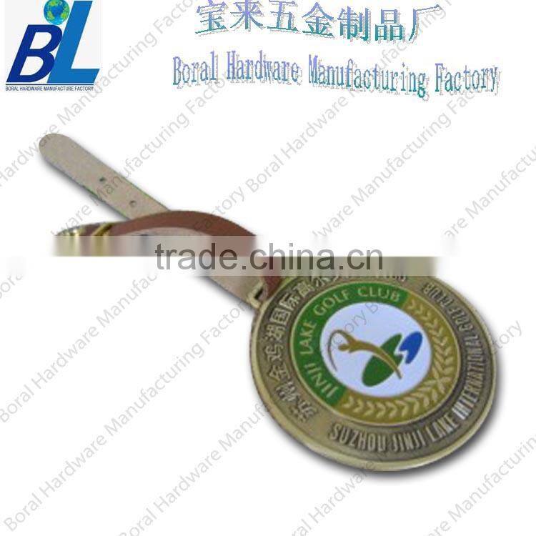 High quality round metal custom golf bag tag with epoxy