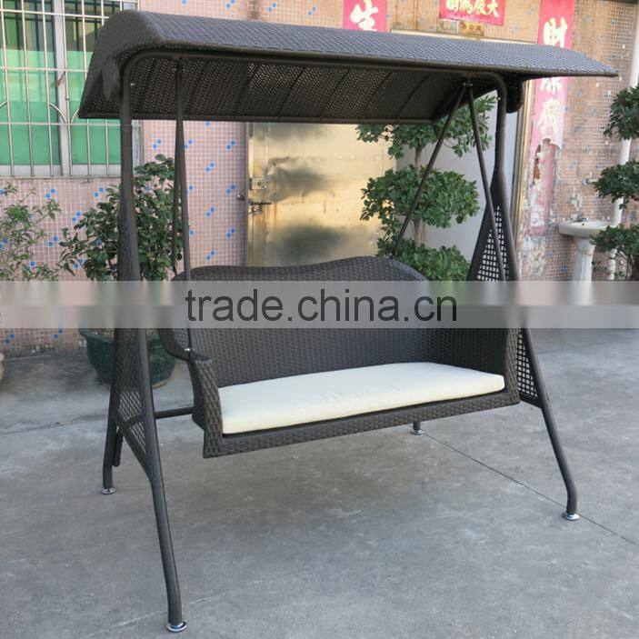 durable pe rattan swing chair with canopy