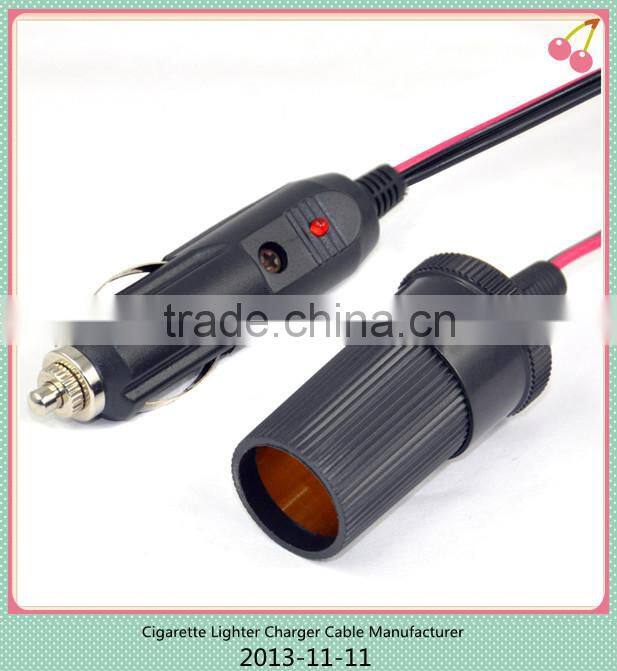 car charger extension lighter cable, cigarette lighter power cable, male to female car cigarette cable for sale