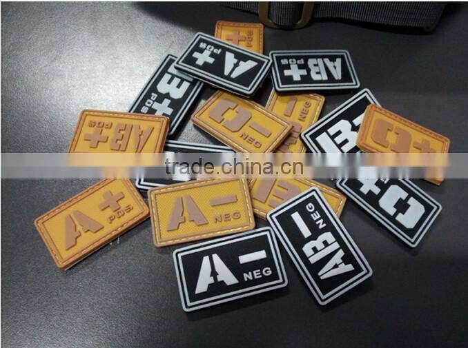 PVC Tactical Badge A/B/O/Ab+ Blood Type Patch Morale Patch Military Badges Tactical Rubber Patches For Cap Jacket
