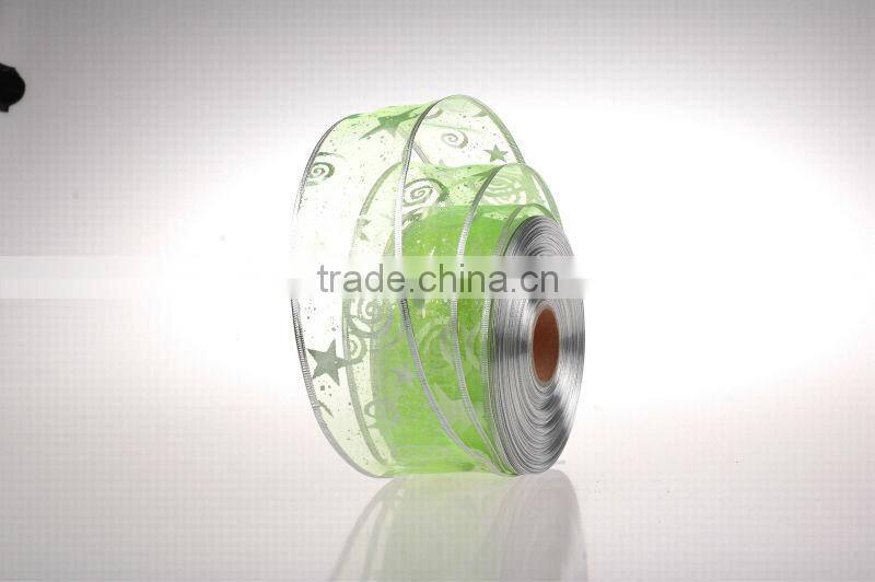 2014 New Design and Cheap Red Organza Chrismas Ribbon for Gift