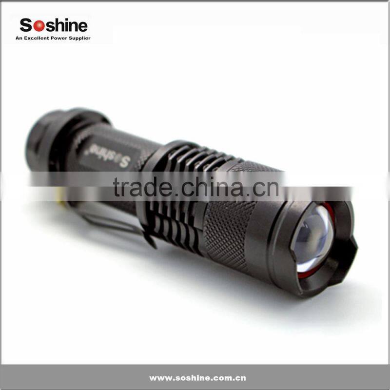 Soshine TC3 300lm Mini Led Flashlight Torch Adjustable Focus Zoom Light Lamp