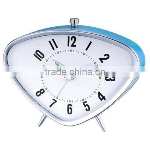 triangle shape metal case mechanical alarm clock
