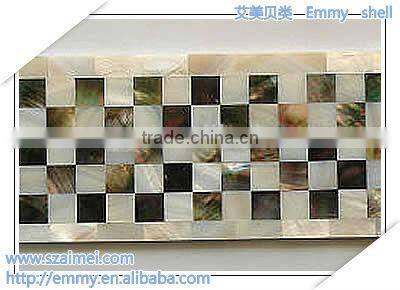 Pen seashell and black mother of pearl mosaic tile waist line