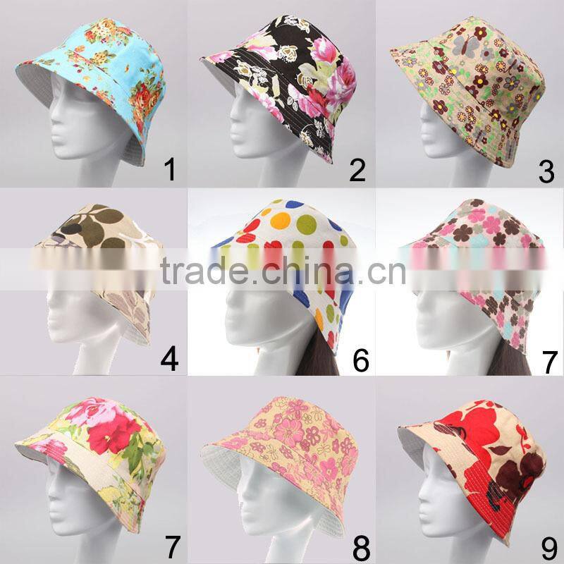 lady floral print bucket hat sun cap