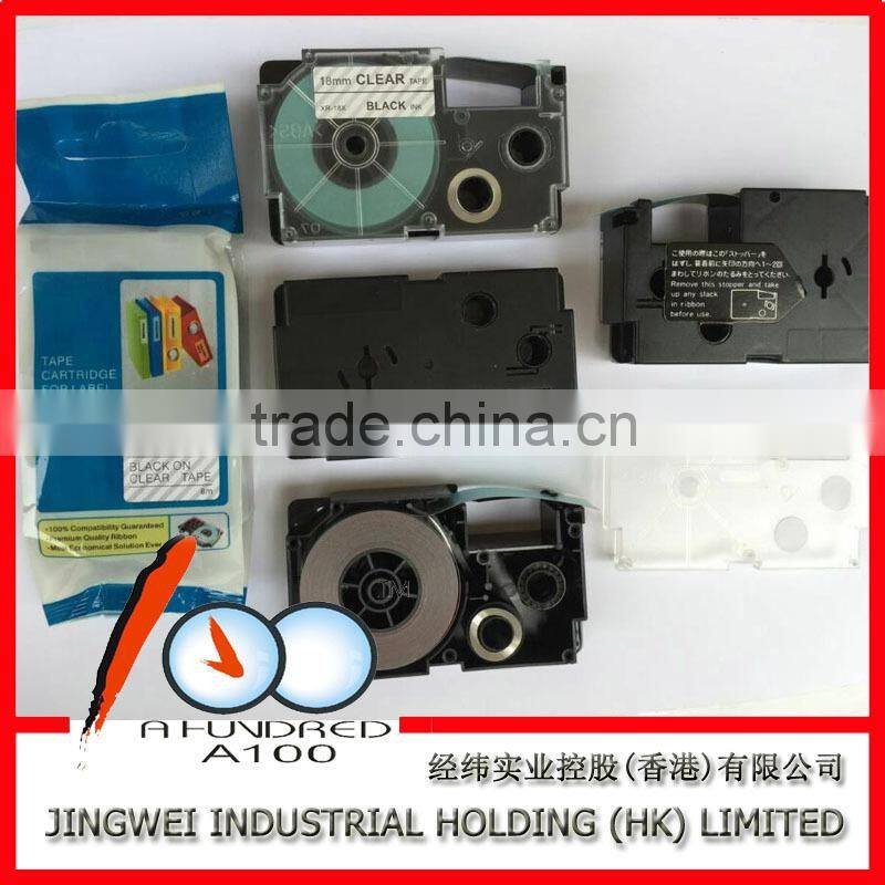 EZ Label Printer Tape Cartridge XR-18X1 Black on Clear be used for casio printer KL-780 KL-60