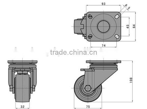 Orange SK6-Z75108P Heavy duty with brake industrial caster