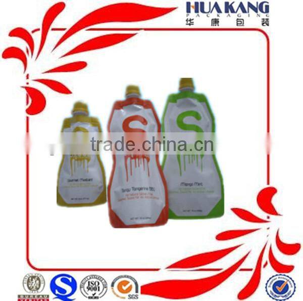 plastic bag stand up spout pouch foil packaging sauce bag