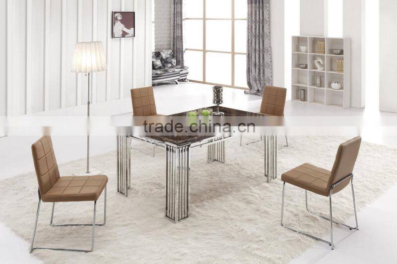 L859 Modern Marble Dining Room Table with Stainless Steel Legs