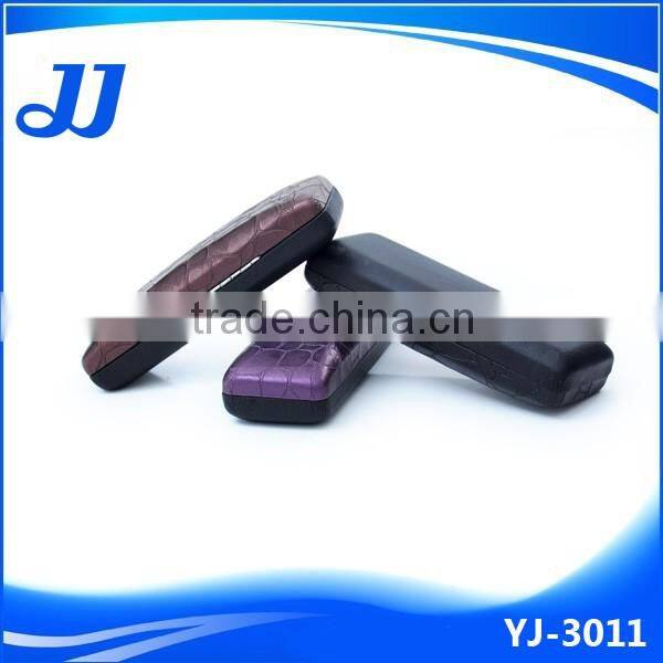 Dark color stone grained leather mens metal cool eyeglass cases