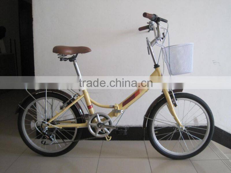 20 Steel 6 Speed Folding Bicycle with Front Basket