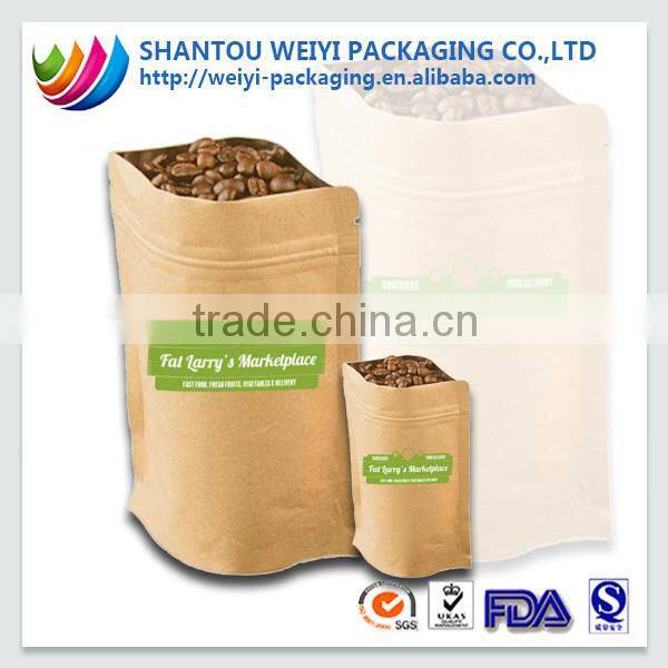alibaba china supplier wholesale kraft stand up pouch with zipper