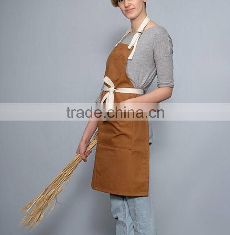 cheap wholesale canvas coffee shop apron with cotton webbing straps