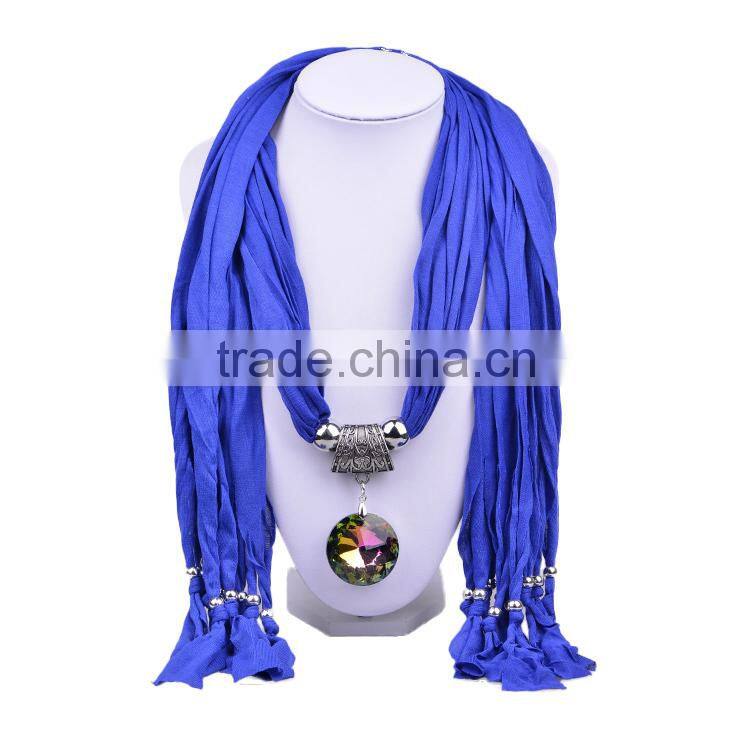 2016 Hot Sale Retail/wholesale 10 different colors Cotton colorful round Pendant Women Winter Scarf Necklace (SC150063)