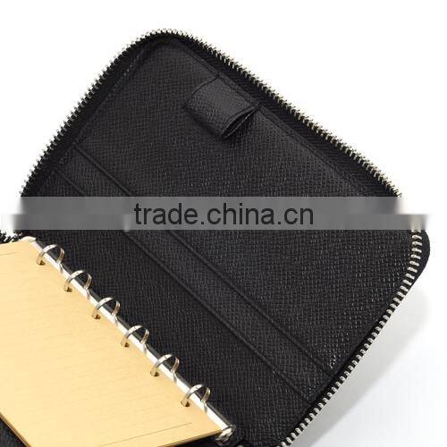 LOOSE LEAF NOTEBOOK with 6 ring mechanism, hard wearing PU Cover, index card and address book