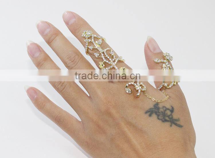 novelty antique silver rose flower shaped double ring