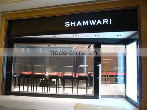 Black Wooden Shop Cabinet With Glass Showcase For Jewel Watch Display