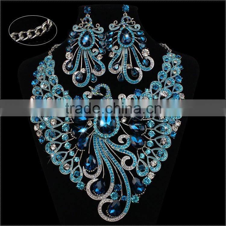 18 kg Gold plated bridal Wedding jewelry set crystal bead necklace and earrings with rhinestone african jewelry sets