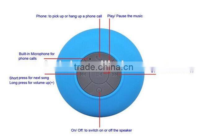 bluetooth waterproof shower speaker with sucker,wireless outdoor bluetooth speaker with microphone factory price