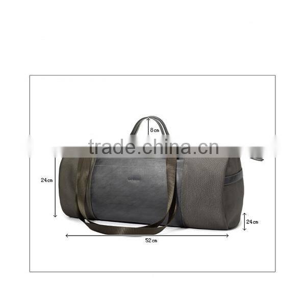 Popular Style Waterproof Nylon Brown with Genuine Leather Roll Shape Long Strap Duffel Bag